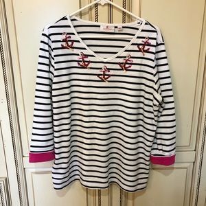Nautical Bling Anchor Tee - Quacker Factory - Sz L